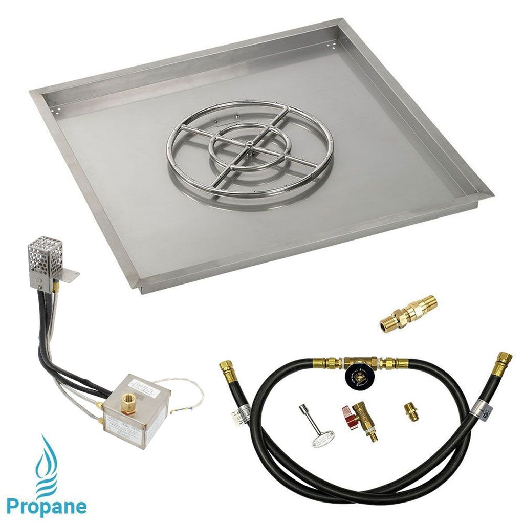 36" Square Stainless Steel Drop-In Pan with All-Weather Electronic Ignition System - Propane by American Fire Products