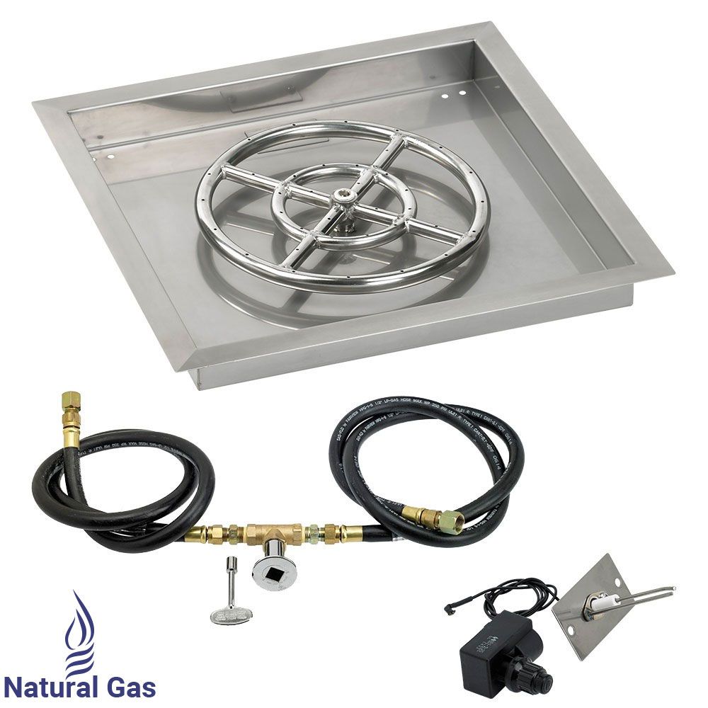 18" Square Stainless Steel Drop-In Pan with Spark Ignition Kit - Natural Gas by American Fire Products