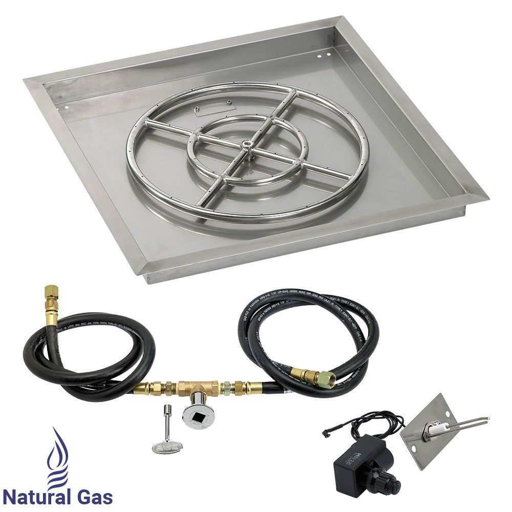 24" Square Stainless Steel Drop-In Pan with Spark Ignition Kit - Natural Gas by American Fire Products