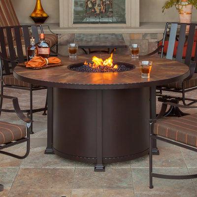 OW Lee 42" Round Chat Height Santorini Fire Pit Table