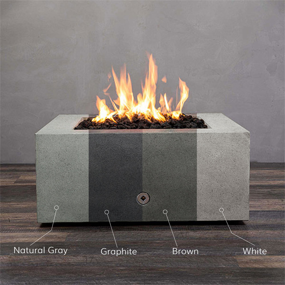36" Square Rustic Gravity Concrete (GFRC) Fire Pit - Colors
