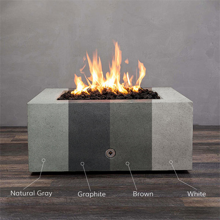 36" Square Rustic Gravity Concrete (GFRC) Fire Pit - Colors
