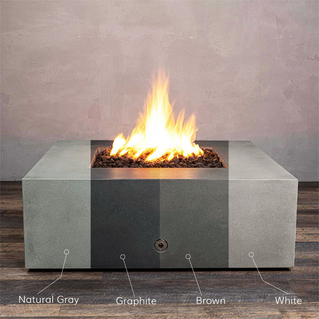 45" Square Rustic Gravity Concrete (GFRC) Fire Pit - Colors