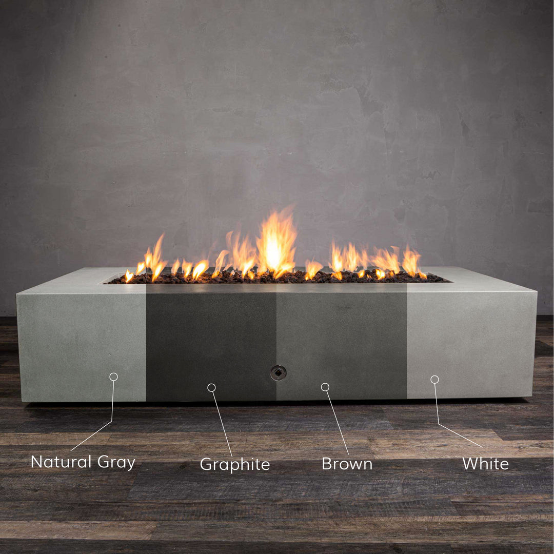 72" x 38" Rectangle Gravity Concrete (GFRC) Fire Pit - Colors

