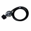 Top view of Starfire Designs Béton Fire Pit Replacement Regulator Hose highlighting the durable black hose, metal regulator, and propane tank adapter for secure outdoor gas connections.