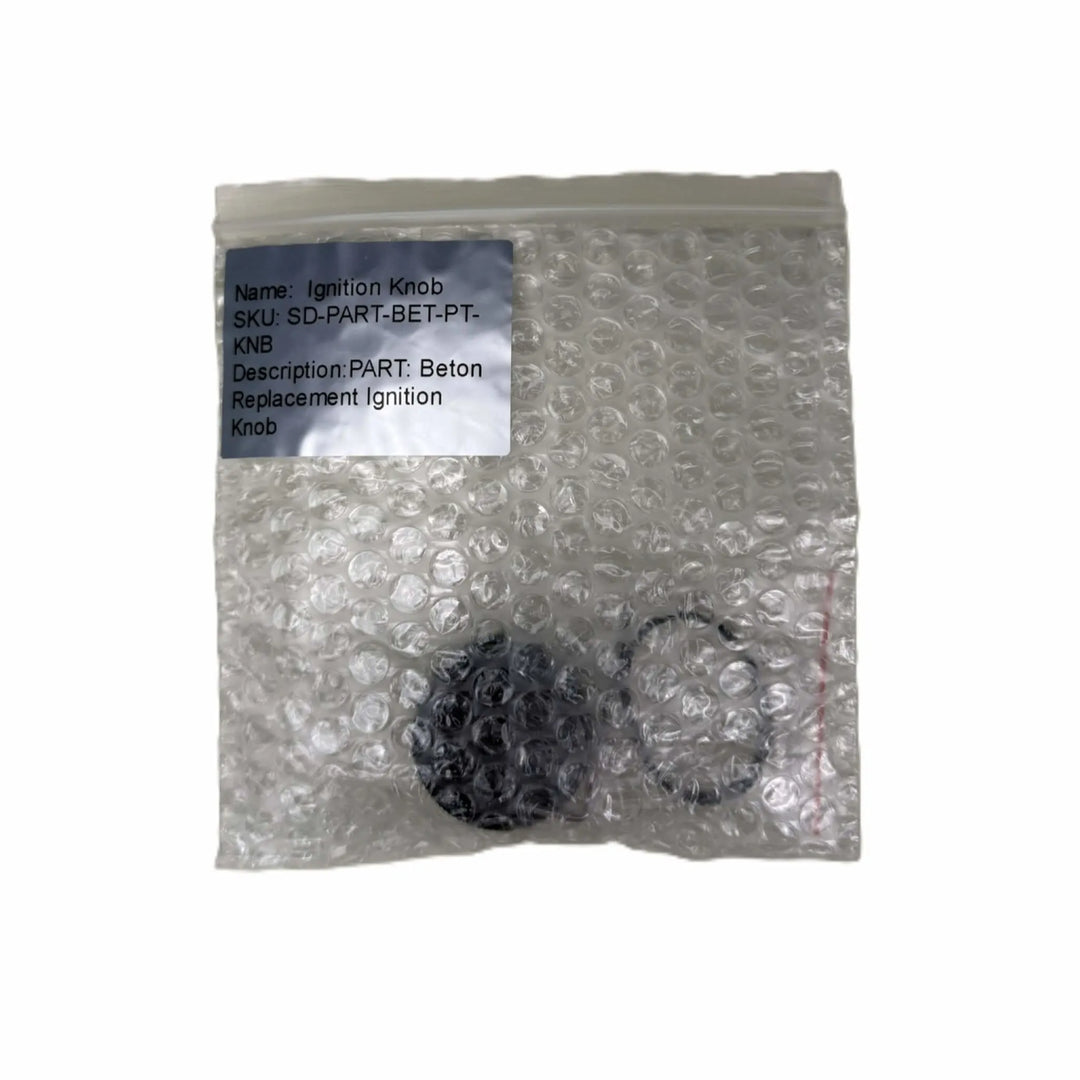 Starfire Designs Béton Fire Pit Replacement Valve Knob packaged in bubble wrap with labeled bag showing product information for secure shipment.
