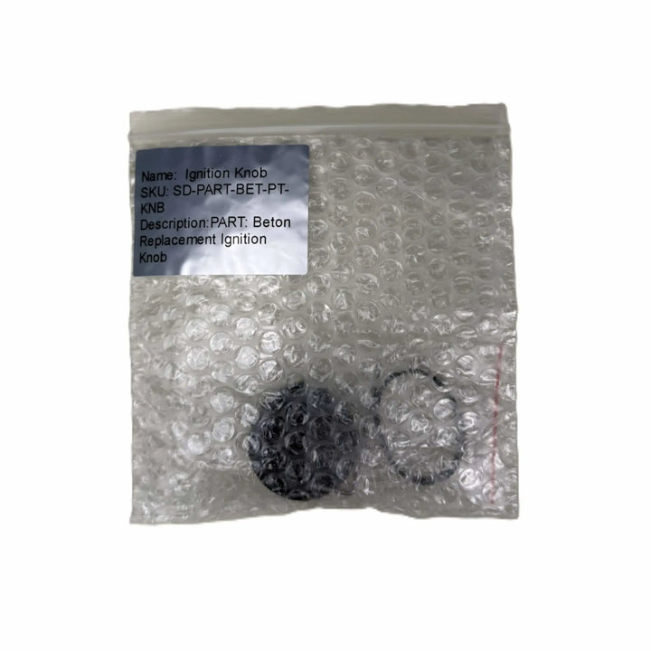 Starfire Designs Béton Fire Pit Replacement Valve Knob packaged in bubble wrap with labeled bag showing product information for secure shipment.
