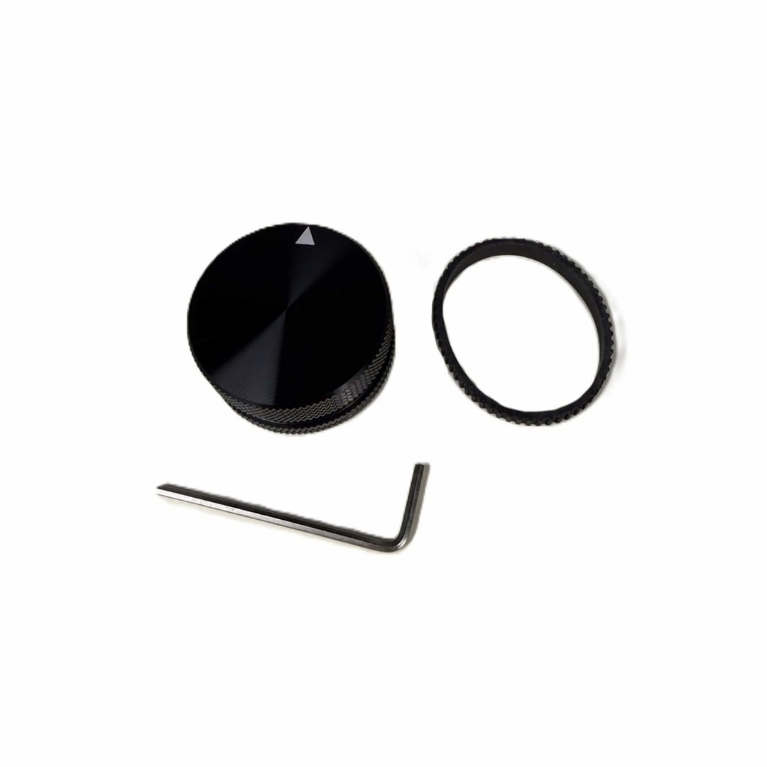 Starfire Designs Béton Fire Pit Replacement Valve Knob kit with matching black band cover and Allen wrench, shown neatly arranged for assembly and adjustment.