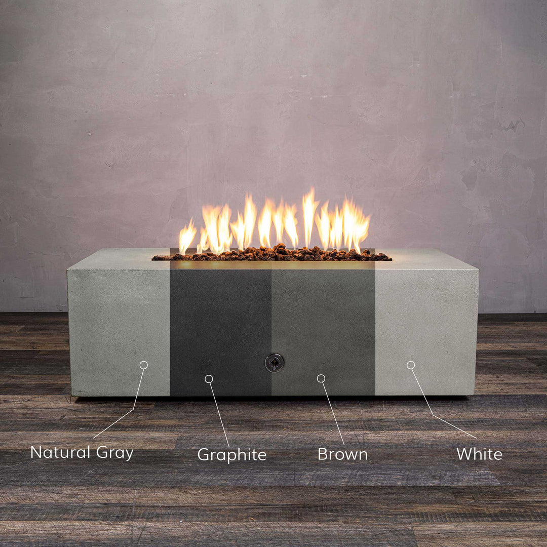 48" x 32" Rectangle Gravity Concrete (GFRC) Fire Pit - Colors
