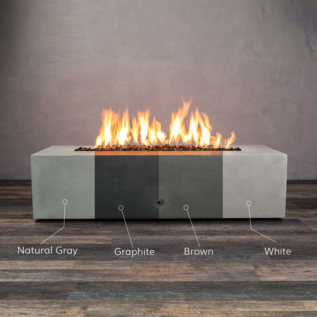 60" x 24" Rectangle Gravity Concrete (GFRC) Fire Pit - Colors