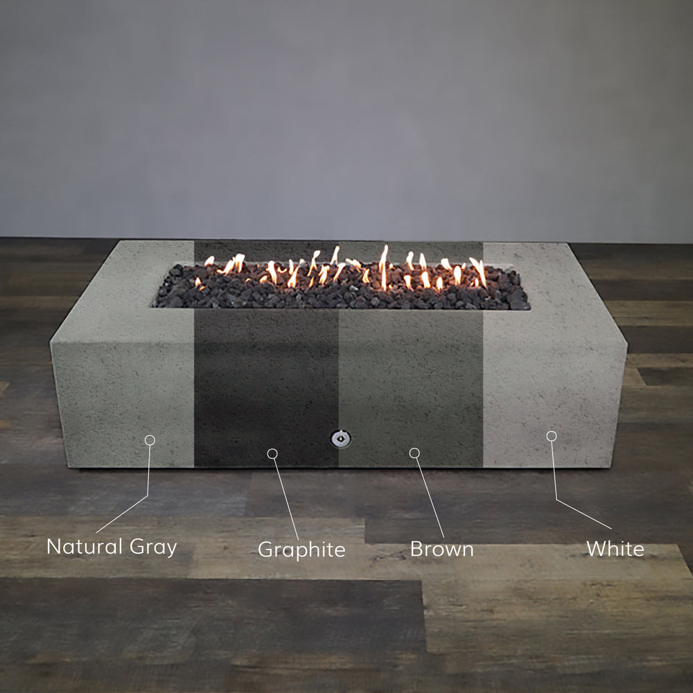 60" x 32" Rectangle Rustic Gravity Concrete (GFRC) Fire Pit- Colors