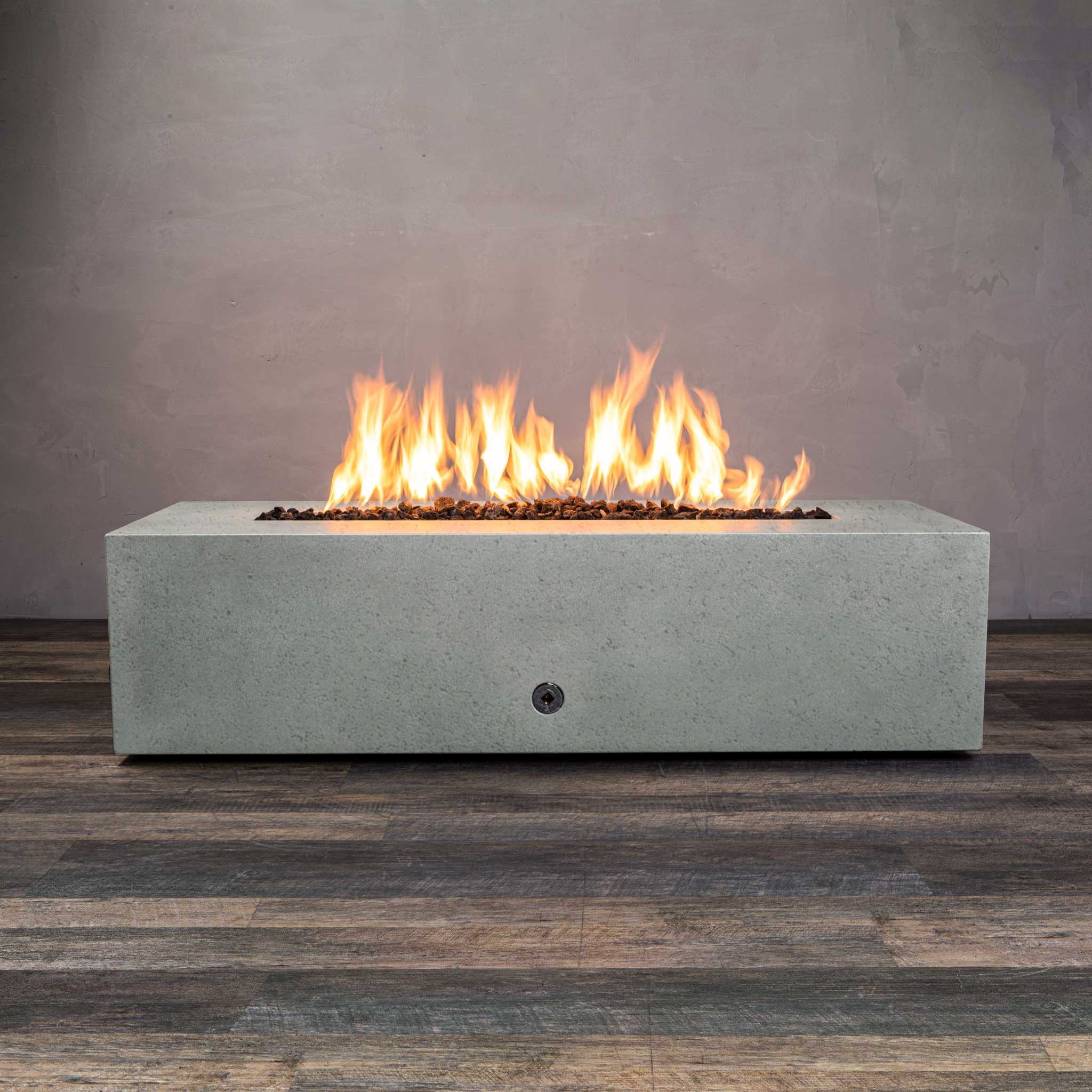 Linear Concrete Rustic Gas Fire Pit 60" x 24" by Starfire Designs