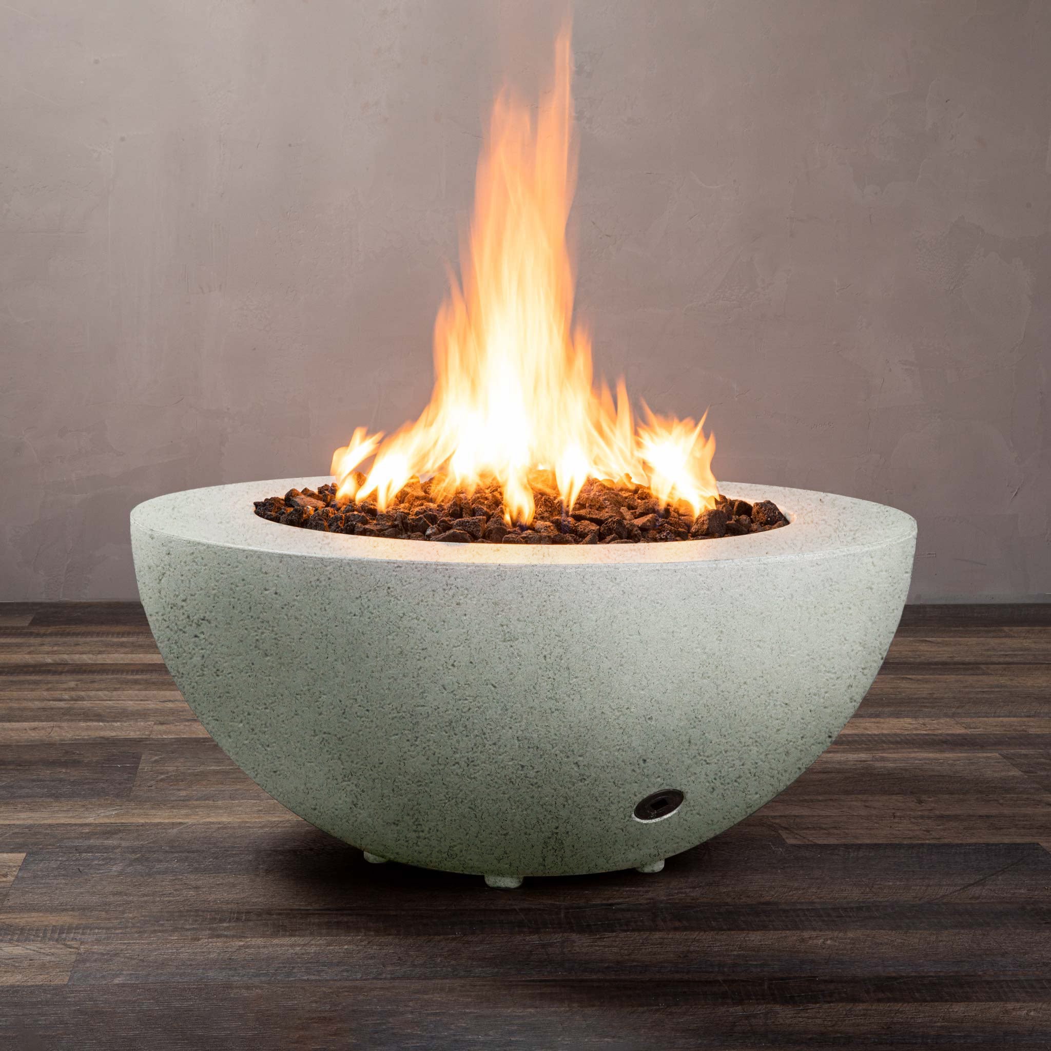 Round Concrete Rustic Gas Fire Pit - 36