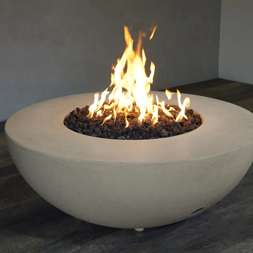 Gravity - Rustic 45" W Beige Round Concrete CSA Electronic Ignition High/Low Natural Gas Fire Pit - SD-FP-TRAV-4516-BEIG-ELECCSAHL-NG by Starfire Designs