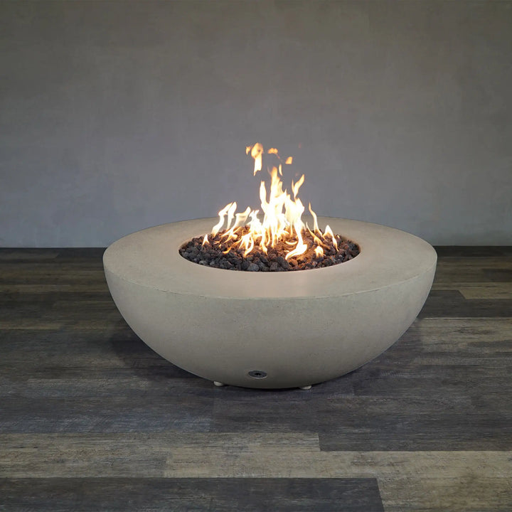 Gravity - Rustic 45" W Beige Round Concrete CSA Electronic Ignition High/Low Natural Gas Fire Pit - SD-FP-TRAV-4516-BEIG-ELECCSAHL-NG by Starfire Designs