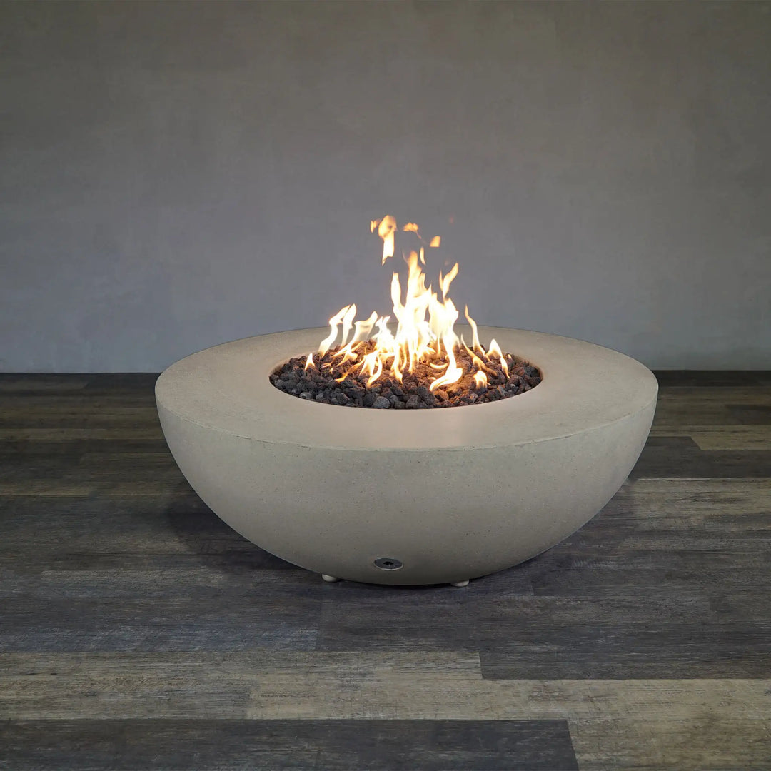 Gravity - Rustic 45" W Beige Round Concrete CSA Electronic Ignition On/Off Propane Gas Fire Pit - SD-FP-TRAV-4516-BEIG-ELECCSAOO-LP by Starfire Designs