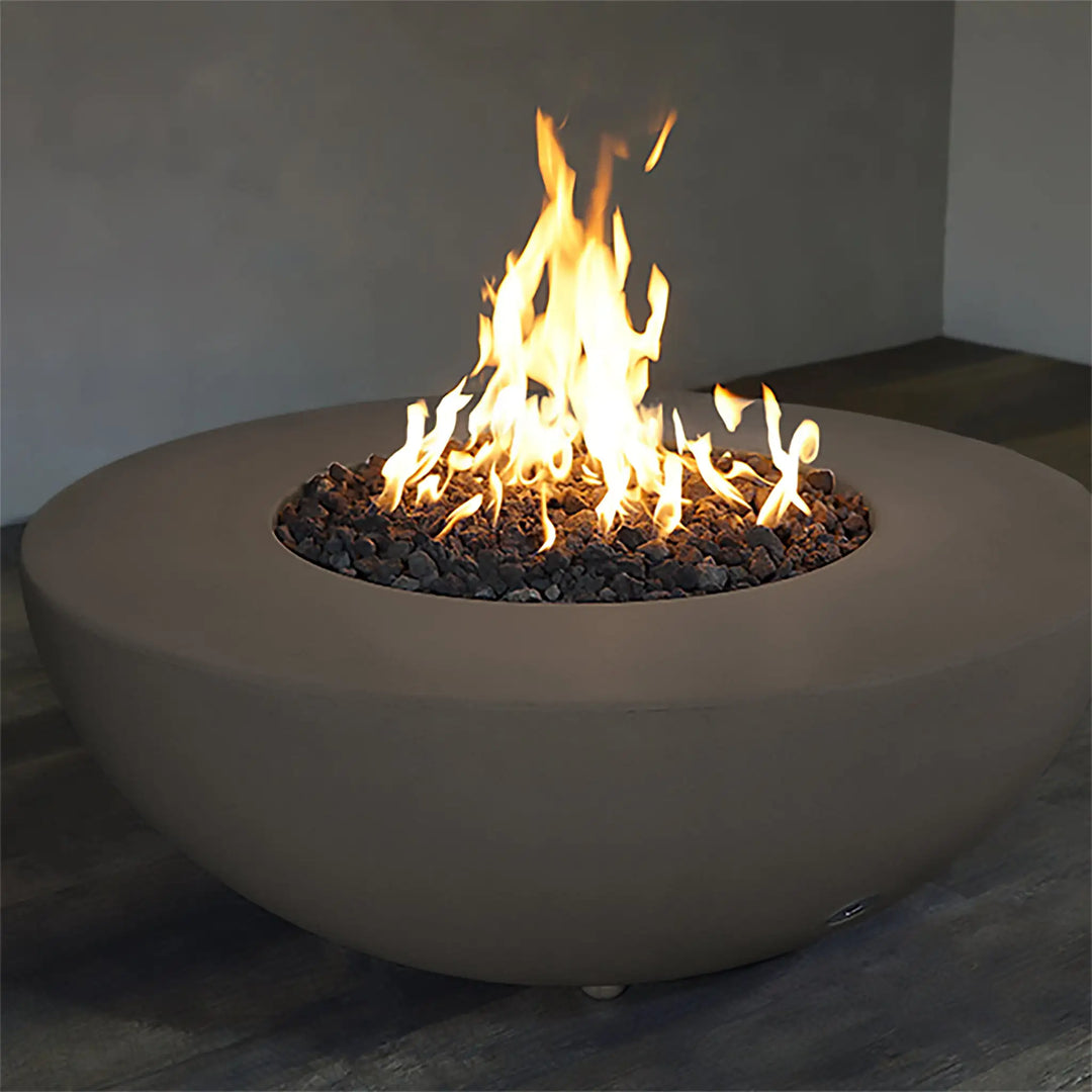 Gravity - Rustic 45" W Brown Round Concrete CSA Electronic Ignition On/Off Natural Gas Fire Pit - SD-FP-TRAV-4516-BRN-ELECCSAOO-NG by Starfire Designs