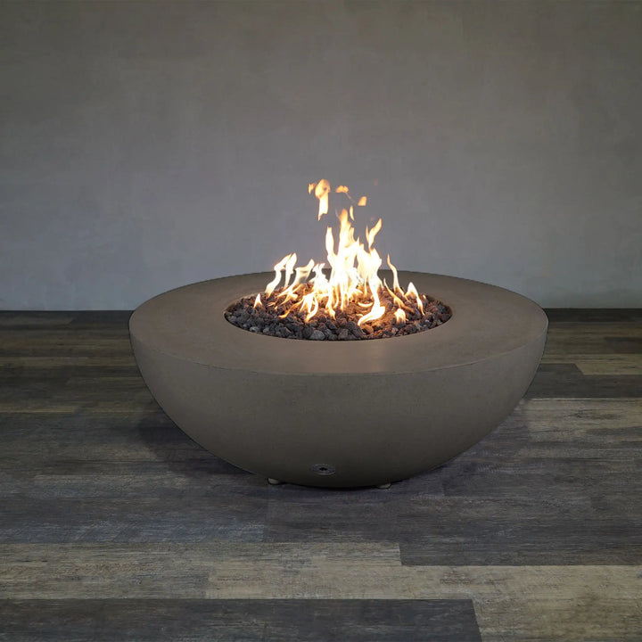 Gravity - Rustic 45" W Brown Round Concrete CSA Electronic Ignition On/Off Natural Gas Fire Pit - SD-FP-TRAV-4516-BRN-ELECCSAOO-NG by Starfire Designs