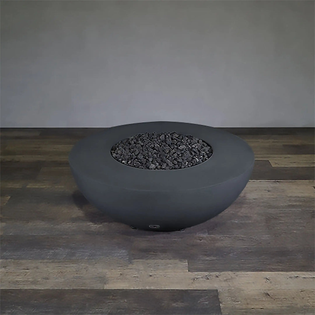 Gravity - Rustic 45" W Graphite Round Concrete CSA Electronic Ignition On/Off Propane Gas Fire Pit - SD-FP-TRAV-4516-GRPH-ELECCSAOO-LP by Starfire Designs