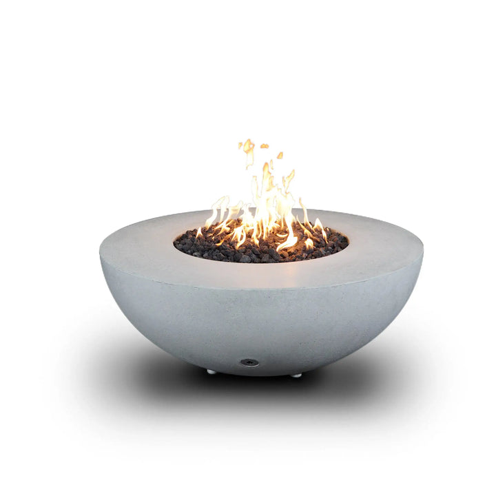 Gravity - Rustic 45" W White Round Concrete CSA Electronic Ignition On/Off Propane Gas Fire Pit - SD-FP-TRAV-4516-WHT-ELECCSAOO-LP by Starfire Designs