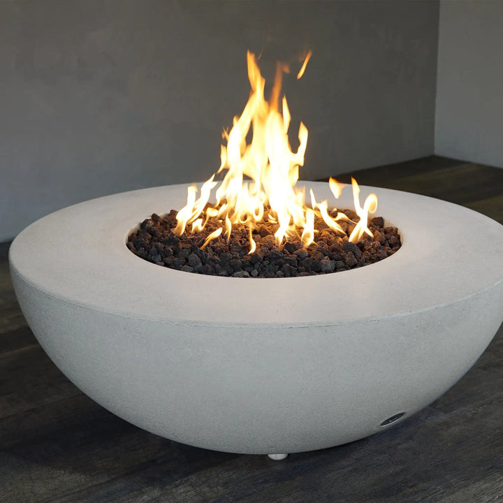 Gravity - Rustic 45" W White Round Concrete CSA Electronic Ignition On/Off Propane Gas Fire Pit - SD-FP-TRAV-4516-WHT-ELECCSAOO-LP by Starfire Designs