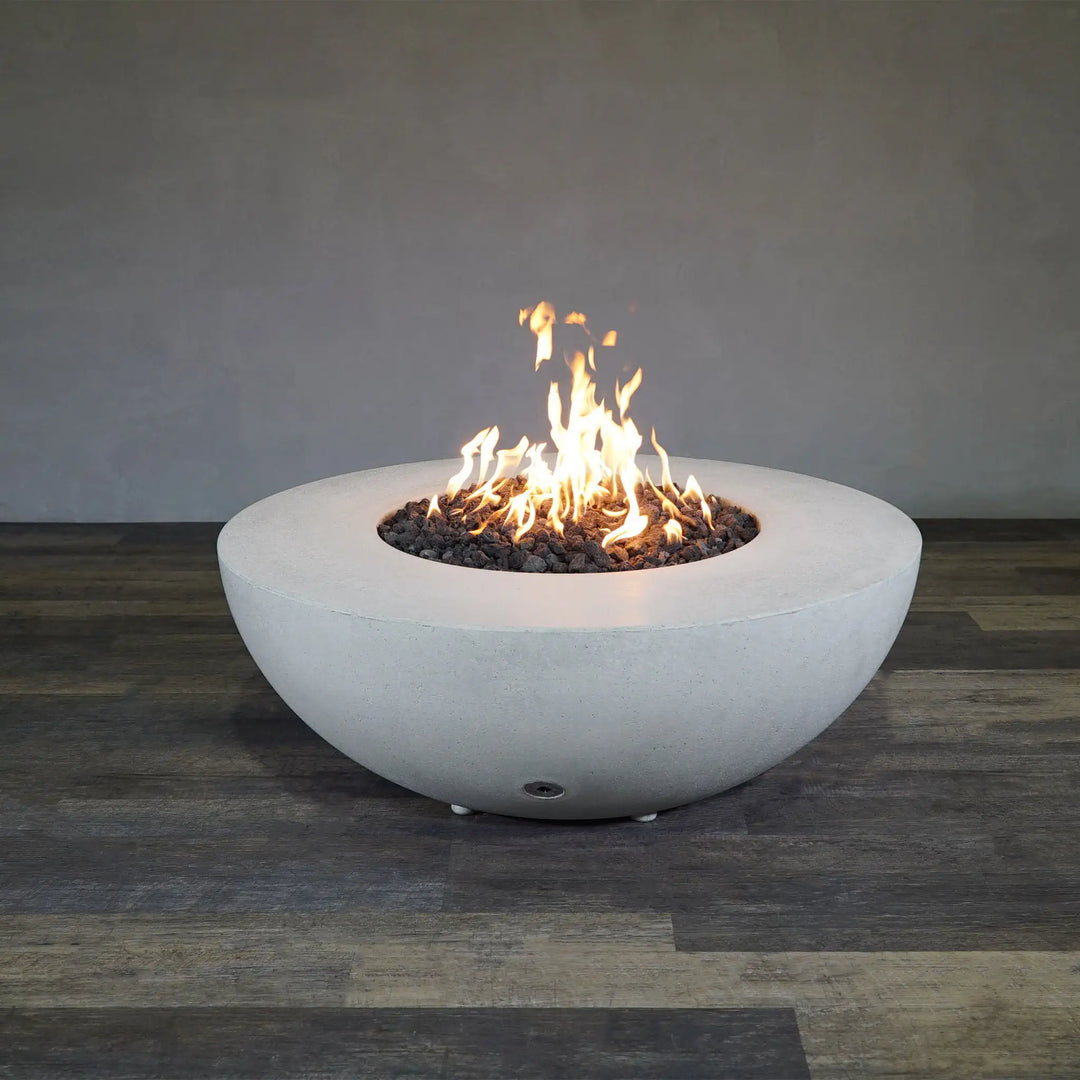 Gravity - Rustic 45" W White Round Concrete CSA Electronic Ignition On/Off Propane Gas Fire Pit - SD-FP-TRAV-4516-WHT-ELECCSAOO-LP by Starfire Designs