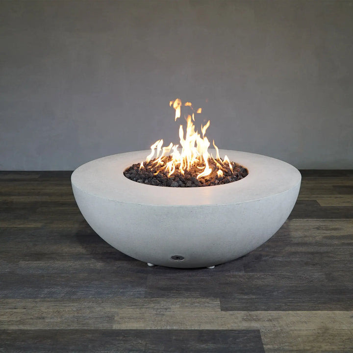 Gravity - Rustic 45" W White Round Concrete CSA Electronic Ignition High/Low Propane Gas Fire Pit - SD-FP-TRAV-4516-WHT-ELECCSAHL-LP by Starfire Designs