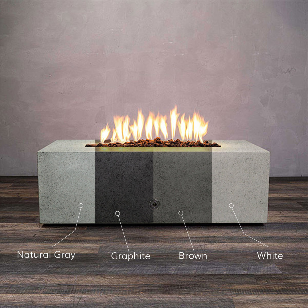48" x 32" Rectangle Rustic Gravity Concrete (GFRC) Fire Pit - Colors