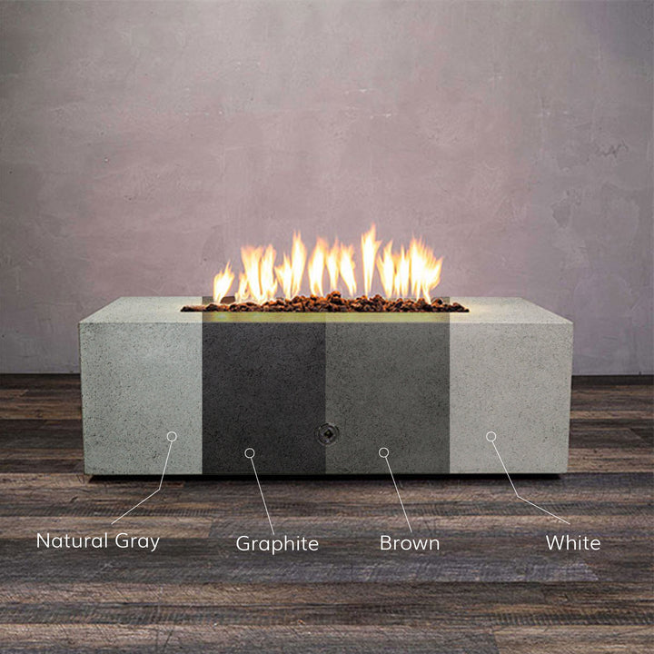 48" x 32" Rectangle Rustic Gravity Concrete (GFRC) Fire Pit - Colors