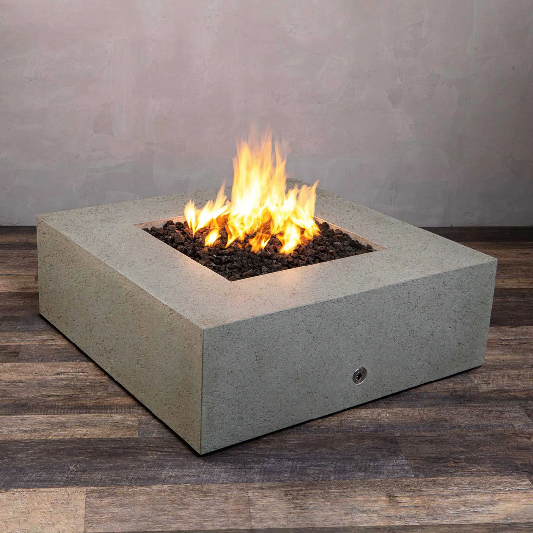 Gravity 45" W Beige Square Concrete PowerGlow Electronic Ignition Natural Gas Fire Pit - SD-FP-TRAV-454516-BEIG-POWERGLOW-NG by Starfire Designs