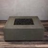 45" Square Rustic Gravity Concrete (GFRC) Fire Pit - Propane Gas Hardline - 110V CSA On/Off Electronic Ignition System - Brown by Starfire Designs