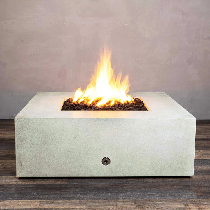 Gravity 45" W White Square Concrete CSA Electronic Ignition High/Low Natural Gas Fire Pit - SD-FP-TRAV-454516-WHT-ELECCSAHL-NG by Starfire Designs