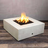45" Square Rustic Gravity Concrete (GFRC) Fire Pit - Propane Gas Hardline - 110V CSA Hi/Lo Electronic Ignition System w/Bluetooth & Handheld Remote - White by Starfire Designs