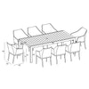 Tailor Classic 8 Seat Rectangular Dining Table - Slate by Harmonia Living