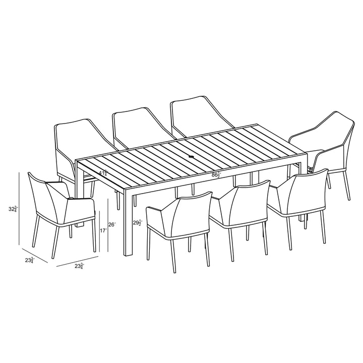 Tailor Classic 8 Seat Rectangular Dining Table - Slate by Harmonia Living