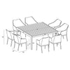 Tailor Classic 8 Seat Square Dining Table - Slate by Harmonia Living