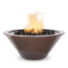 Elegant and warm, this copper vein aluminum Cazo fire bowl boasts a rich metallic texture with a weather-resistant powder-coated finish. Dancing flames and dark lava rocks bring cozy ambiance to contemporary outdoor spaces.