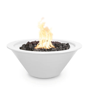 Clean and contemporary, this white Cazo fire bowl brings elegance to outdoor lounging. Its smooth powder-coated surface and vivid flame offer a perfect balance of warmth and modern design.