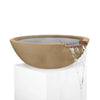 Classic brown Sedona water bowl with copper scupper, designed for modern backyard pools and soothing outdoor water features.