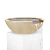 Elegant vanilla Sedona water bowl with copper scupper, designed for smooth waterfalls and stylish outdoor water features.