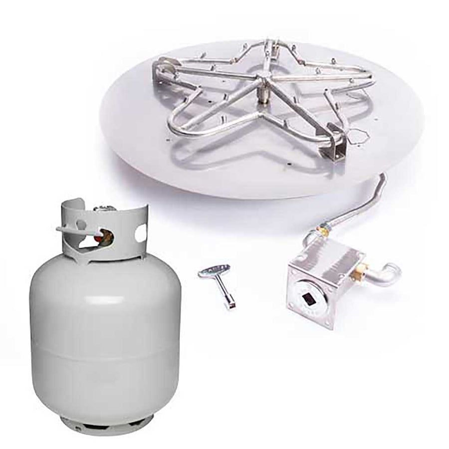 Round Flat Torpedo Fire Pit Burner Kit for Small LP Tank Match Lit Ignition by HPC Fire