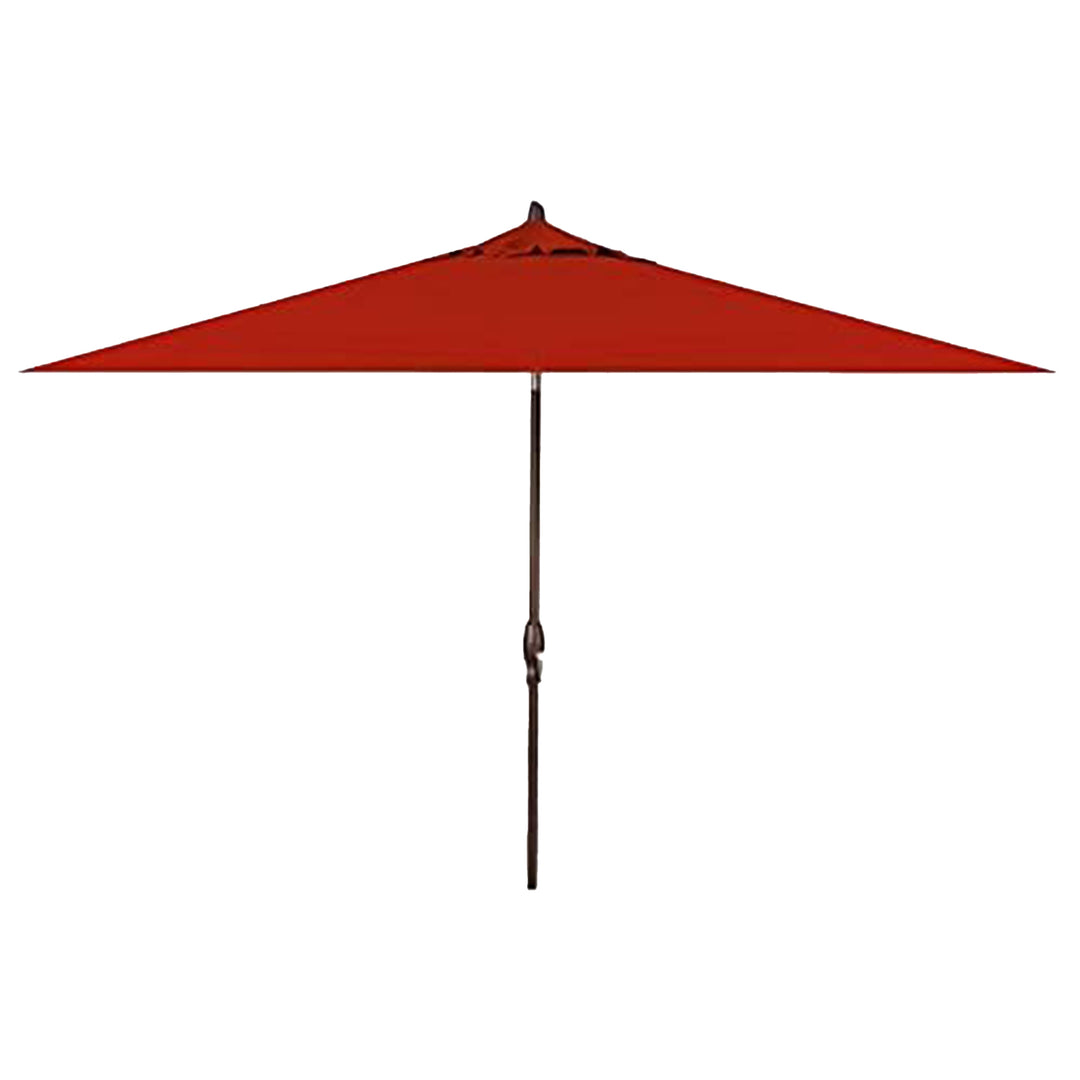 Deluxe Auto Tilt Bronze Aluminum 8 ft. x 10 ft. Red Single Wind Vent Canopy Rectangle O'bravia2 Patio Umbrella - UM8810RT-00/4803 by Treasure Garden