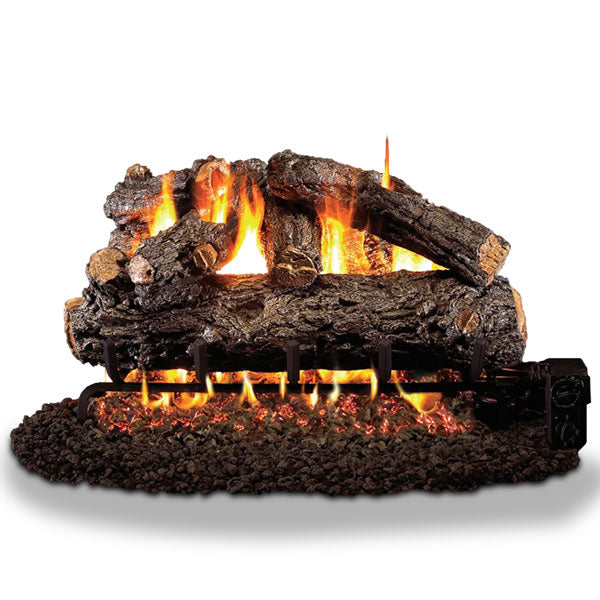 Vented Designer Gas Logs Rustic Oak by Real Fyre