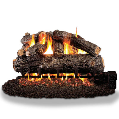 Vented Designer Gas Logs Rustic Oak by Real Fyre