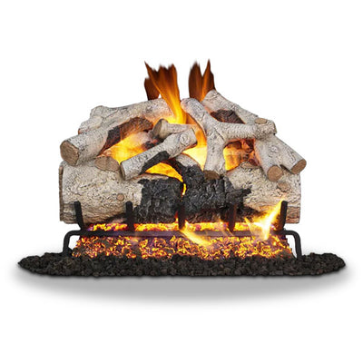 Vented Gas Logs Burnt Aspen by Real Fyre