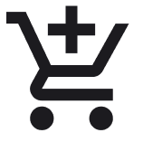 Add to cart icon with a shopping cart and plus symbol representing the option to continue shopping