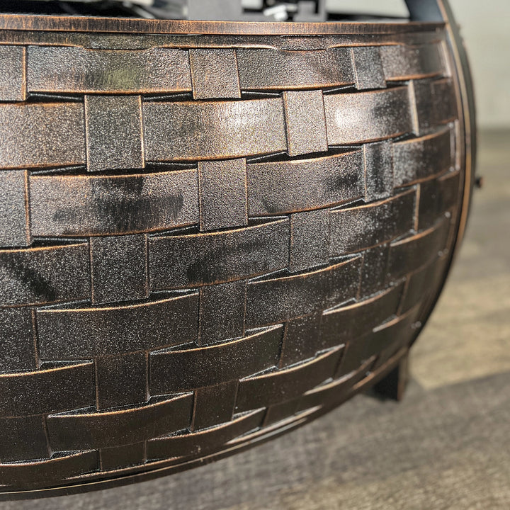 Close-up of the textured body of the Golden Flame Bel Air 48” Oval Cast Aluminum Natural Gas Fire Table, highlighting its premium aluminum craftsmanship.