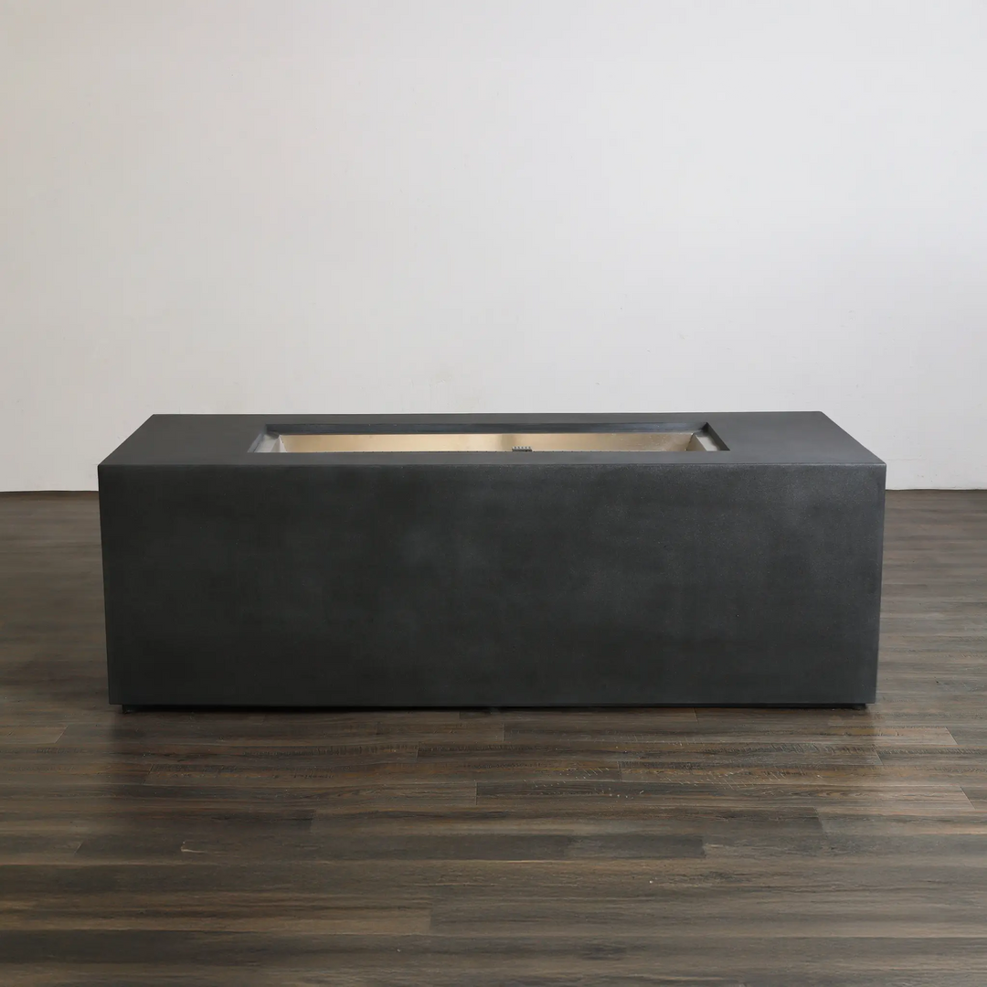 72" x 28" Rectangle Beton Concrete (GFRC) Gas Fire Pit with Hidden Propane Tank - Graphite by Starfire Designs