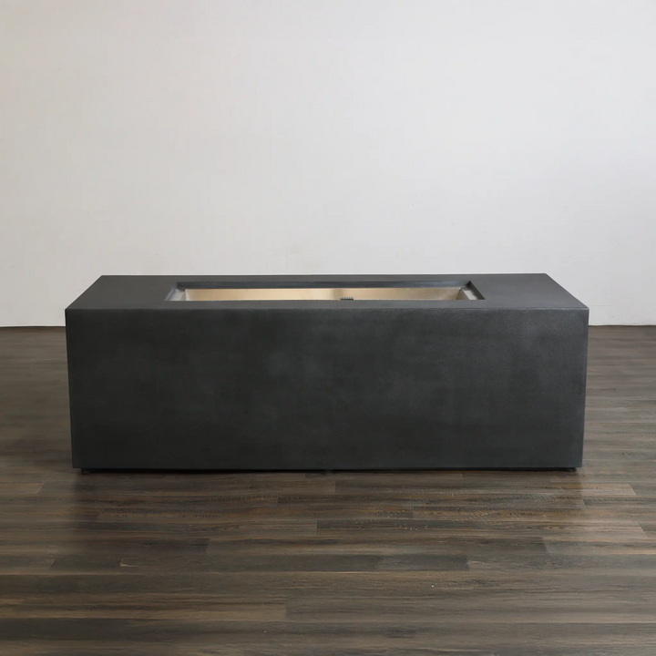 72" x 28" Rectangle Beton Concrete (GFRC) Gas Fire Pit with Hidden Propane Tank - Graphite by Starfire Designs