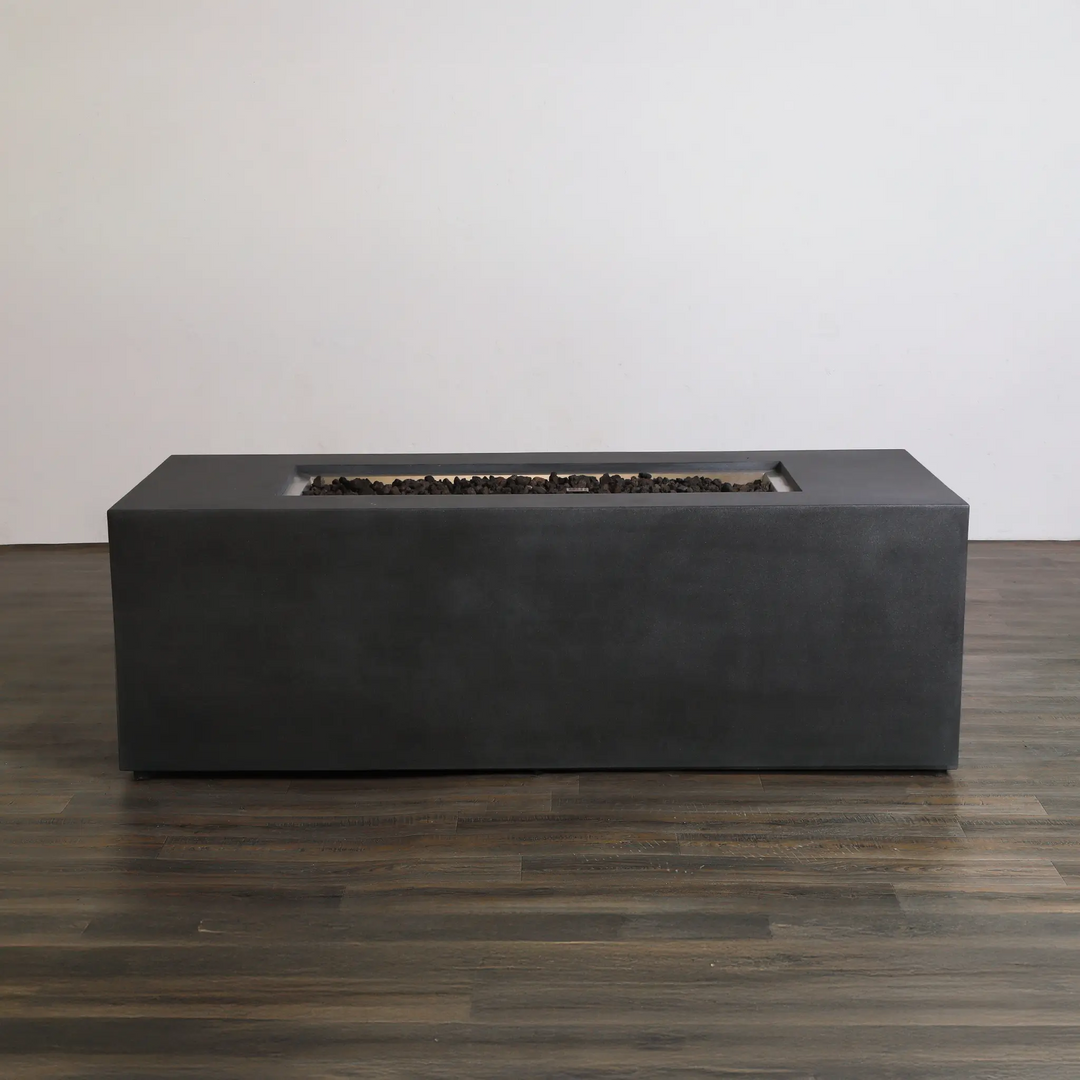 72" x 28" Rectangle Beton Concrete (GFRC) Gas Fire Pit with Hidden Propane Tank - Graphite by Starfire Designs